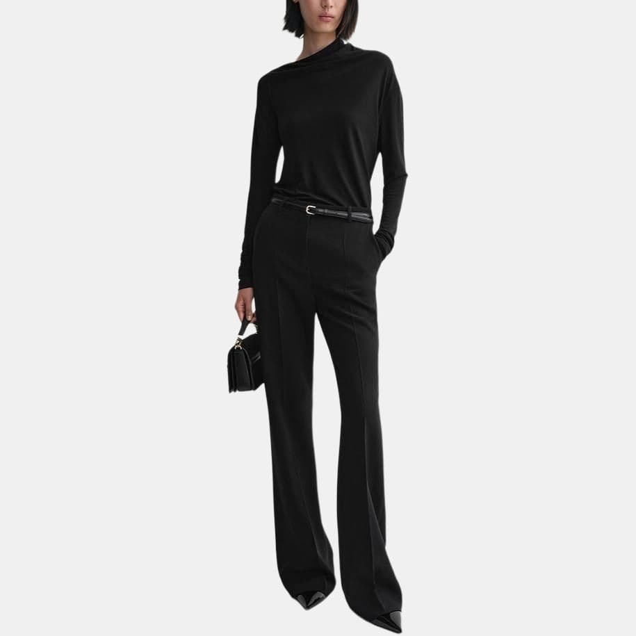 TOTEME FW24 Asymmetric Neck Pullover Tee Black