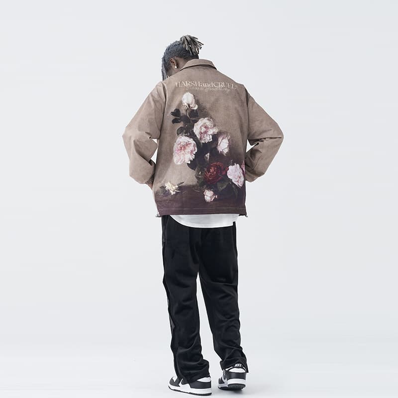 HARSH AND CRUEL Floral Vintage Letter Print Jacket