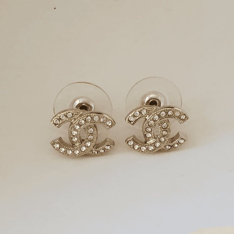 CHANEL Logo Small Gold Earrings