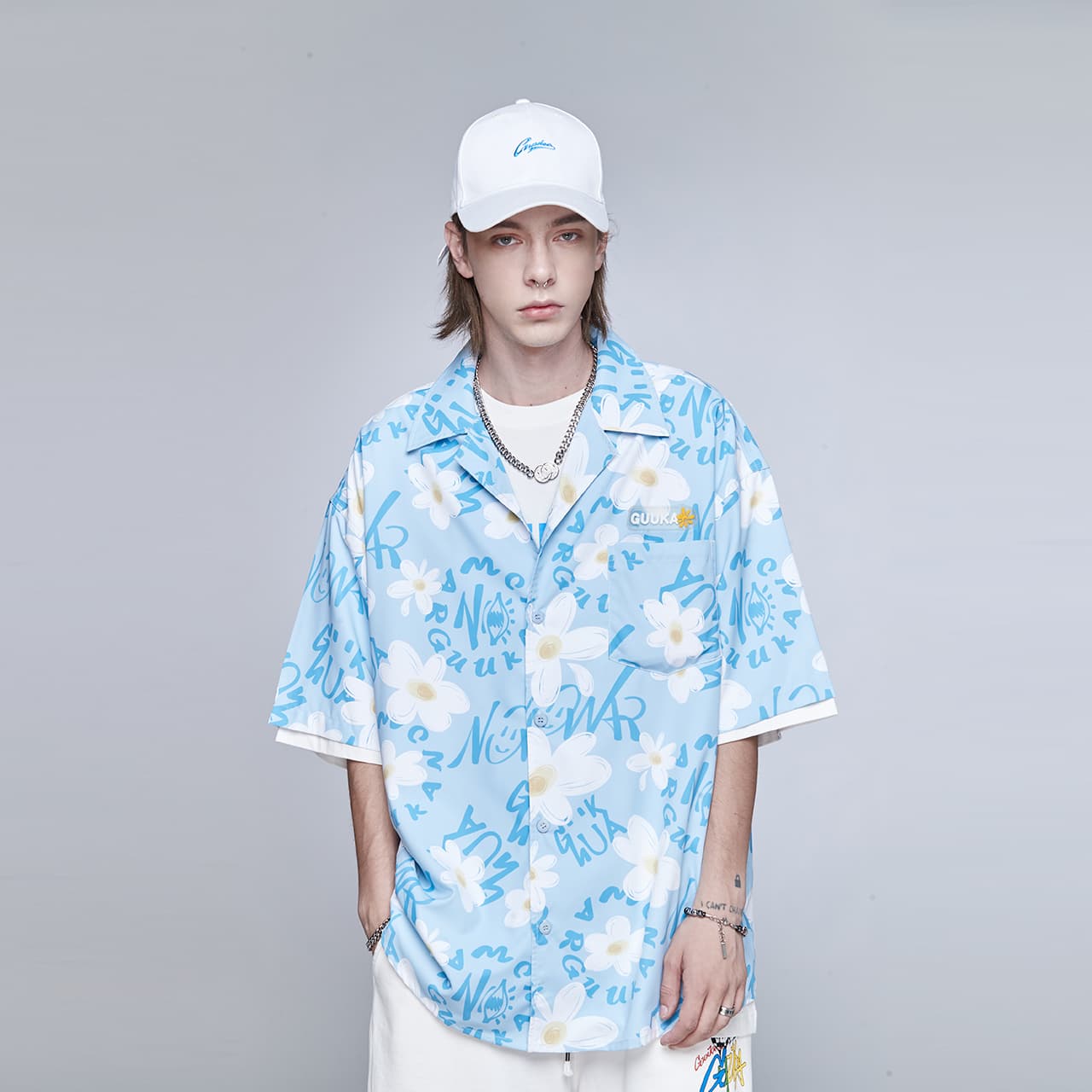 Guuka Hawaiian Shirt Light Blue