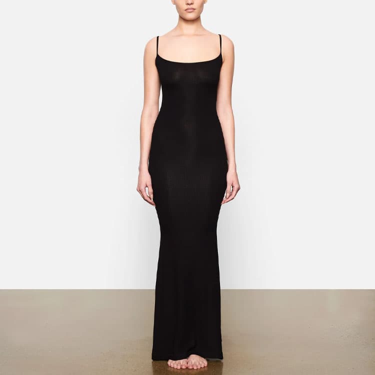 SKIMS Soft Lounge Long Slip Dress Onyx