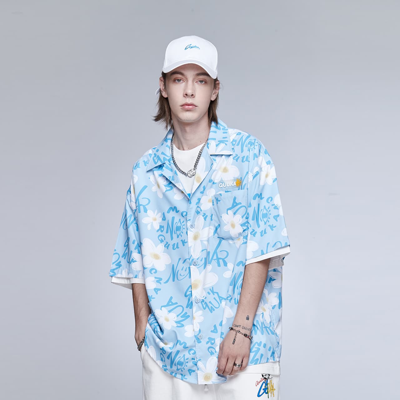 Guuka Hawaiian Shirt Light Blue