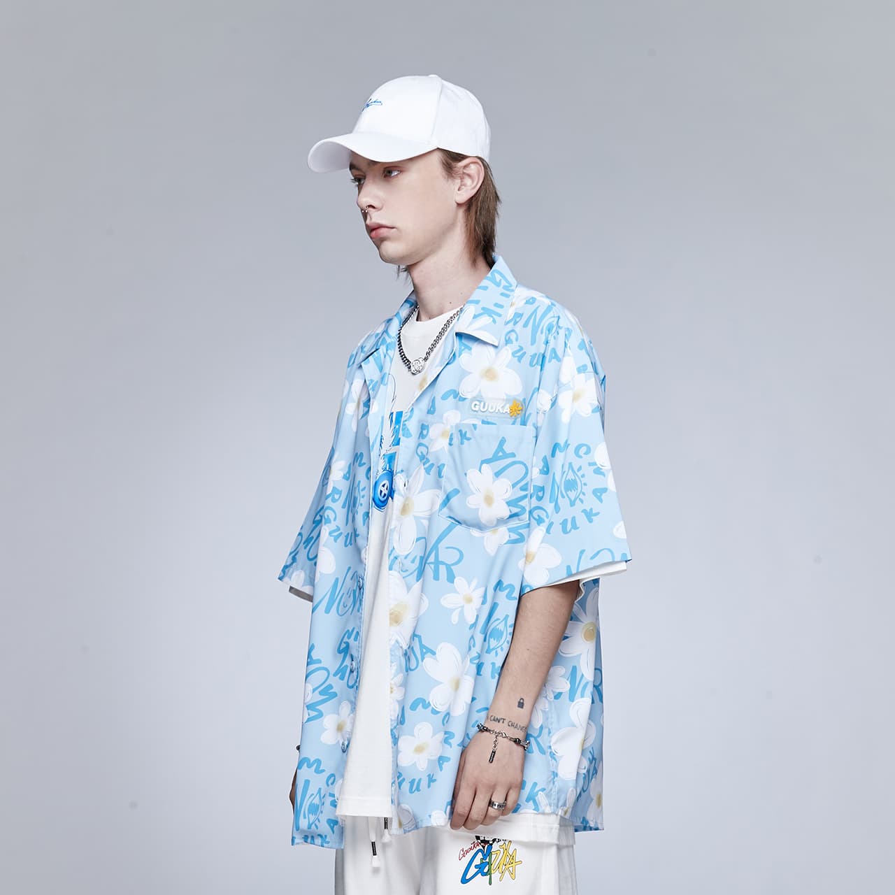 Guuka Hawaiian Shirt Light Blue