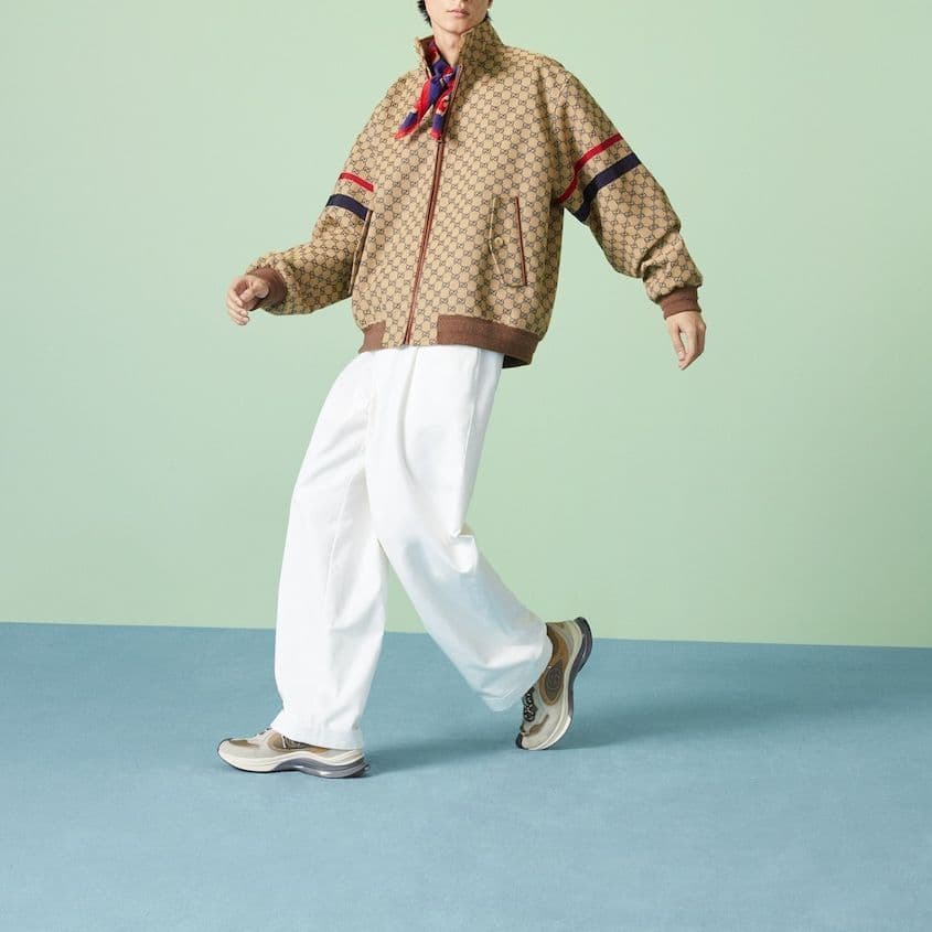 Gucci Striped Print Jacket Beige