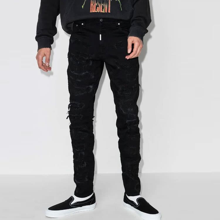 REPRESENT FW21 Black Distressed Skinny Jeans