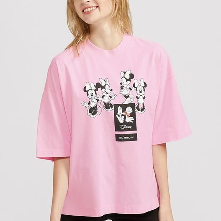 UNIQLO Mickey Print T-Shirt Pink