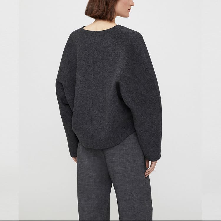 Toteme FW22 V-Neck Batwing Wool Sweater Gray
