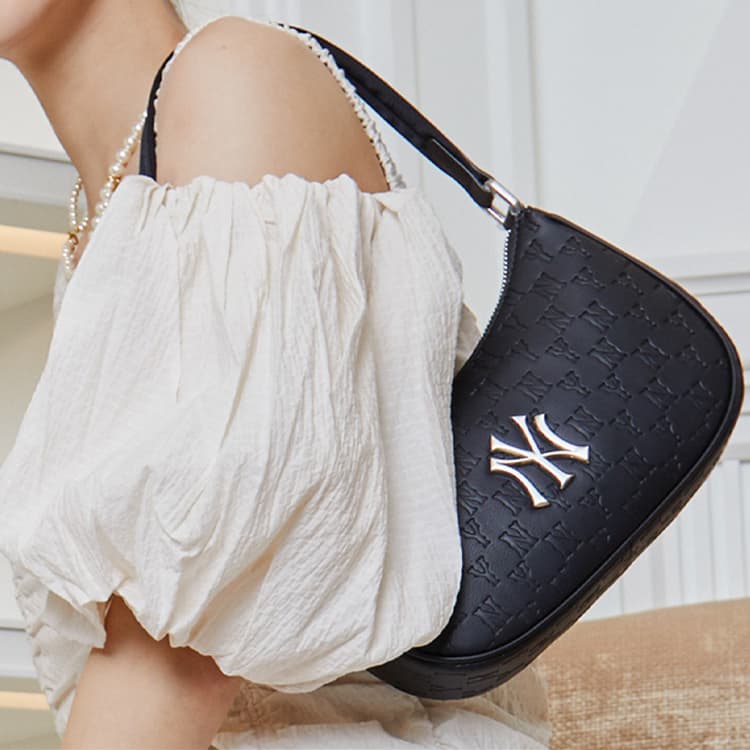 MLB Monogram Shoulder Bag Black Gold