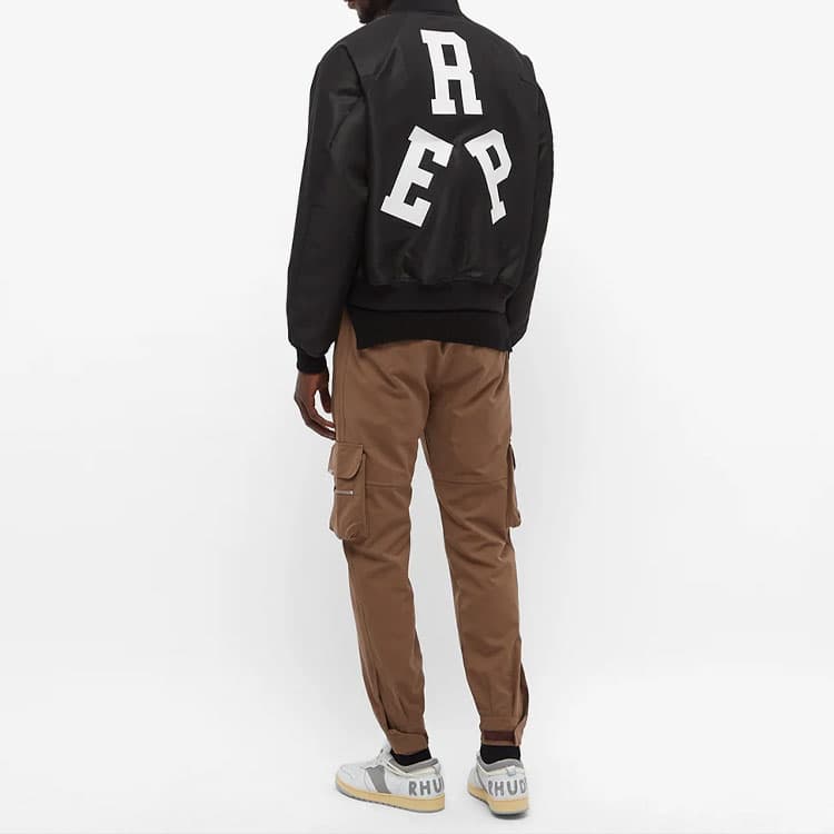REPRESENT Logo Print Bomber Jacket Black