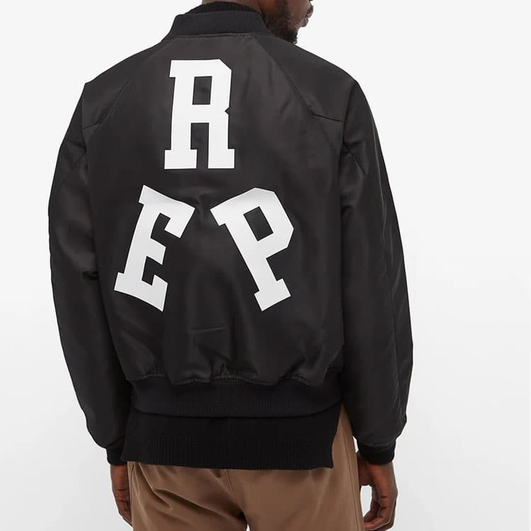 REPRESENT Logo Print Bomber Jacket Black