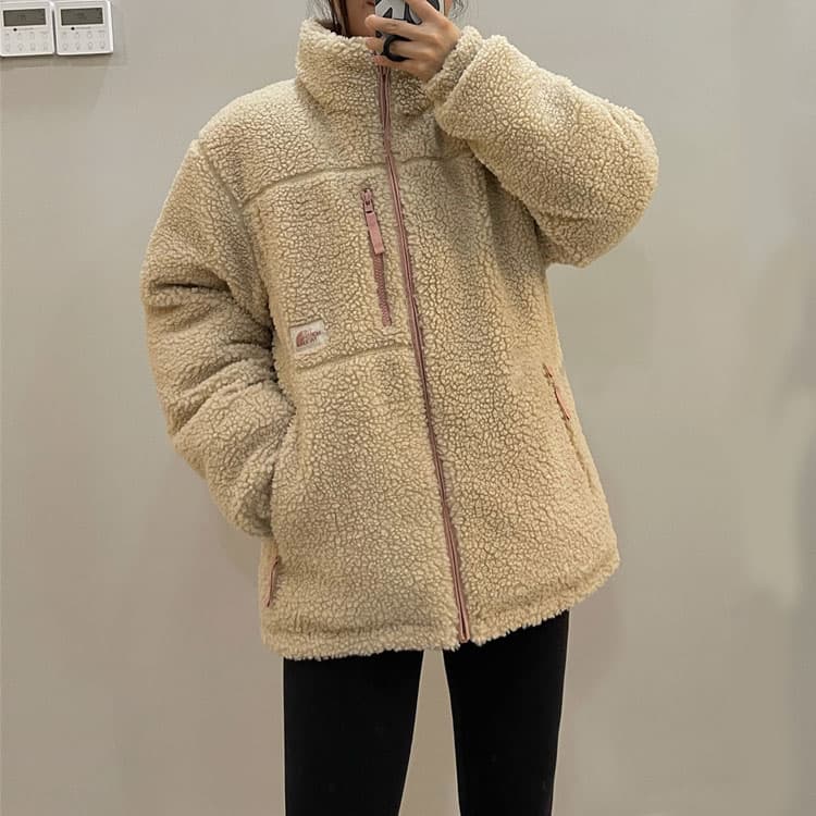 The North Face Logo Embroidered Reversible Down Jacket Light Pink