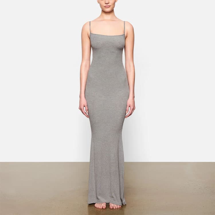 SKIMS Soft Lounge Long Slip Dress Heather Grey