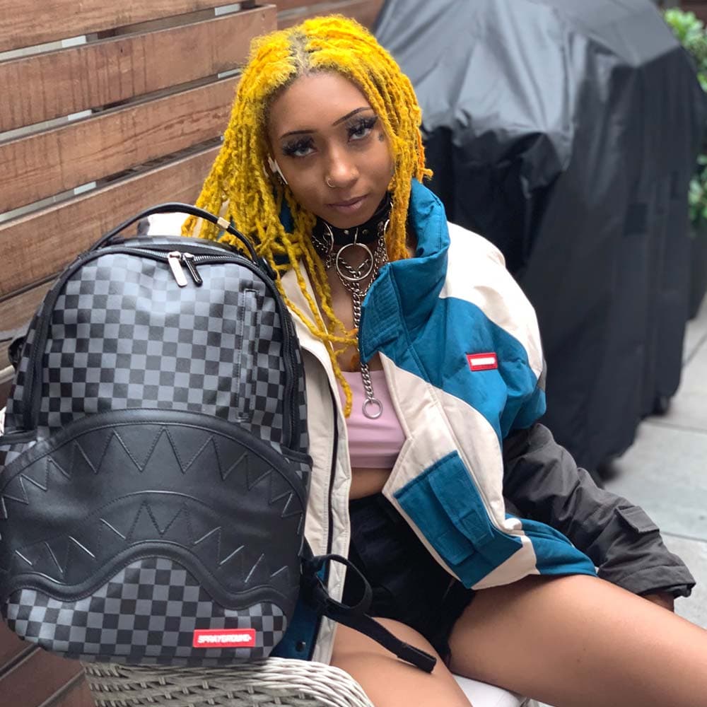Sprayground Shark Mouth Checkered Backpack