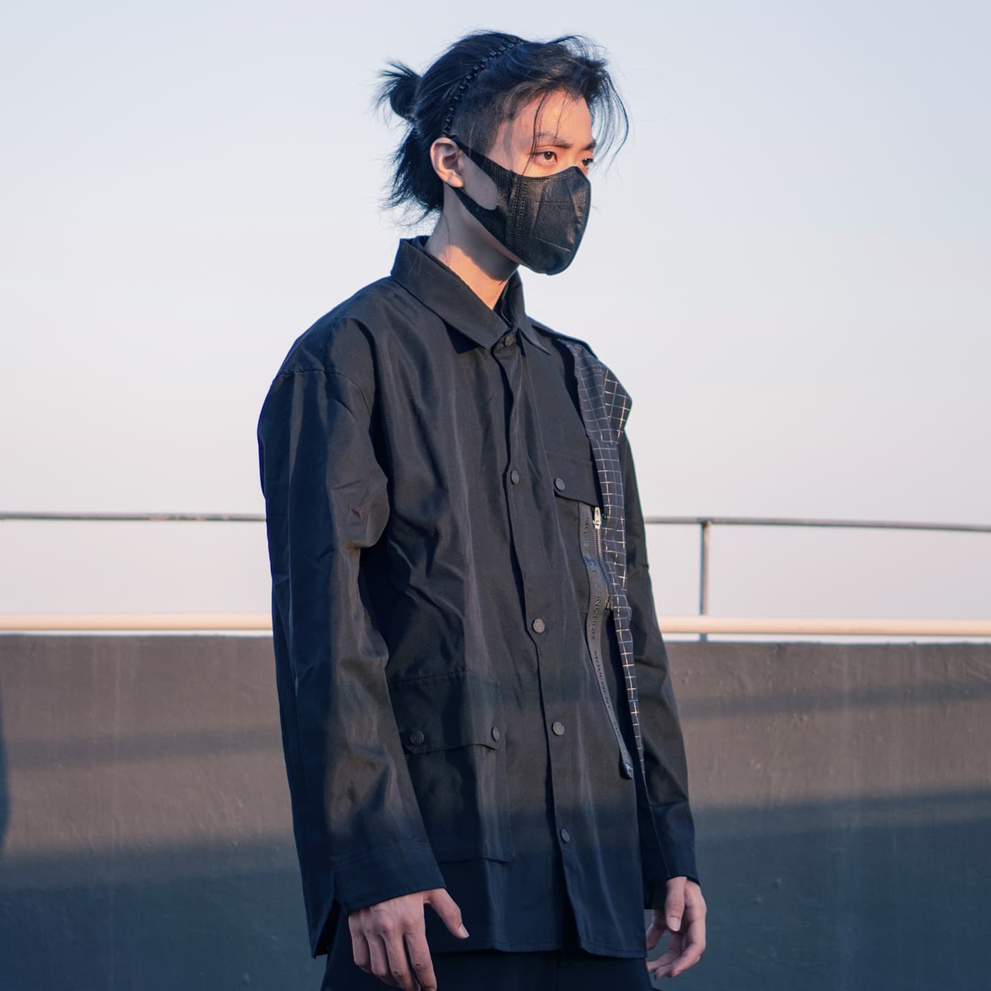 VIP Long Sleeve Checkered Shirt Black