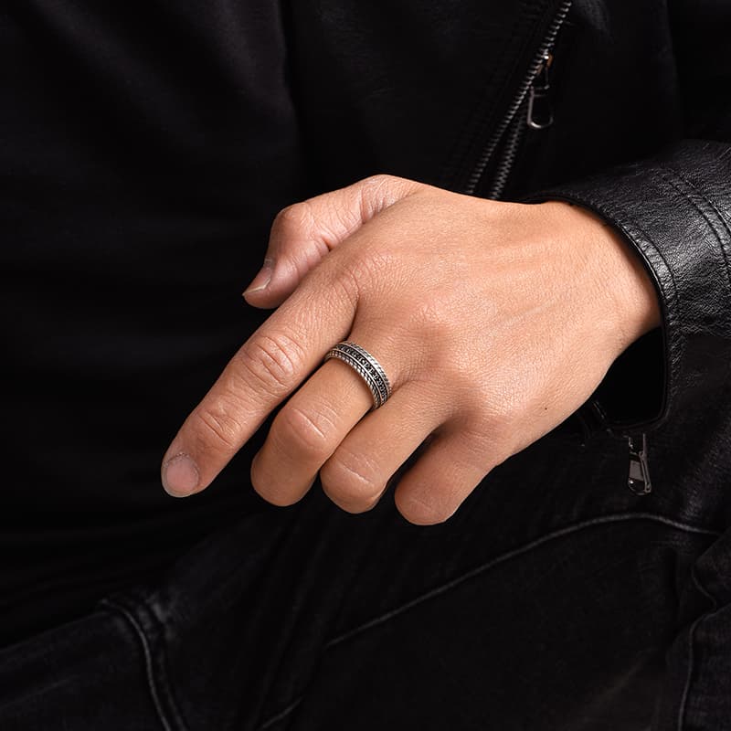 IDEAGEMER 925 Silver Wheel Ring