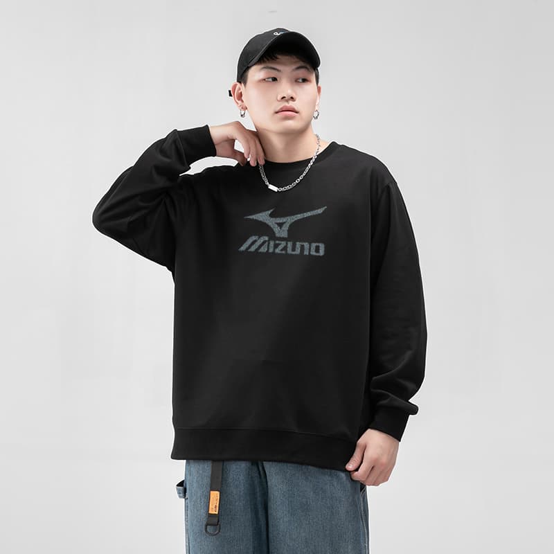 Mizuno Retro Logo Pullover Hoodie Black