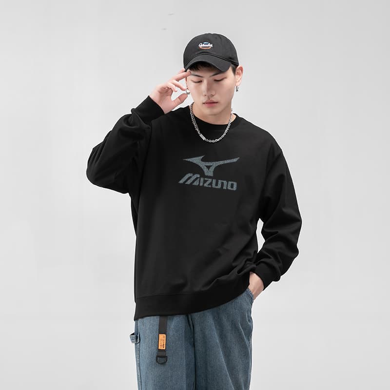 Mizuno Retro Logo Pullover Hoodie Black