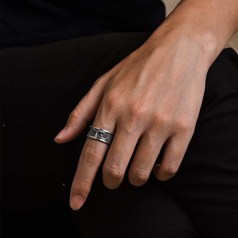 IDEAGEMER Silver Ring
