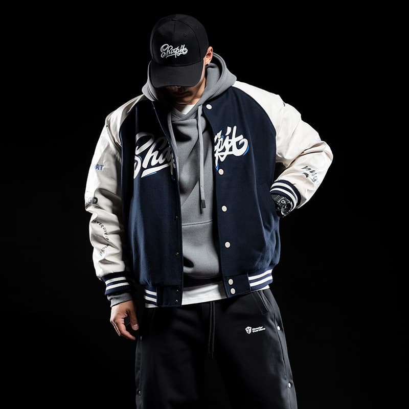 Monster Guardians Courage Series Retro Baseball Jacket Navy