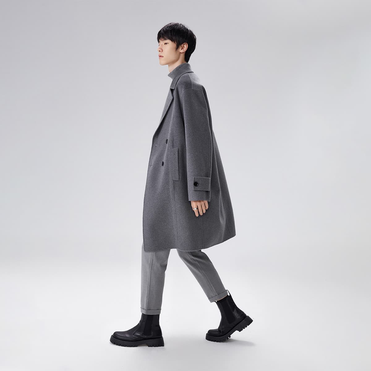 PEACEBIRD MEN Wool Double-Faced Coat