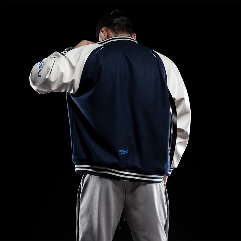 Monster Guardians Courage Series Retro Baseball Jacket Navy