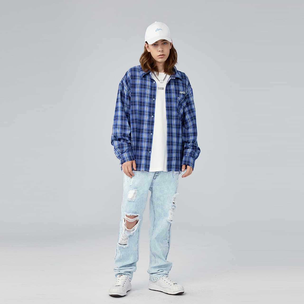 Guuka Plaid Shirt Blue