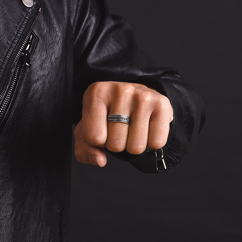 IDEAGEMER 925 Silver Wheel Ring