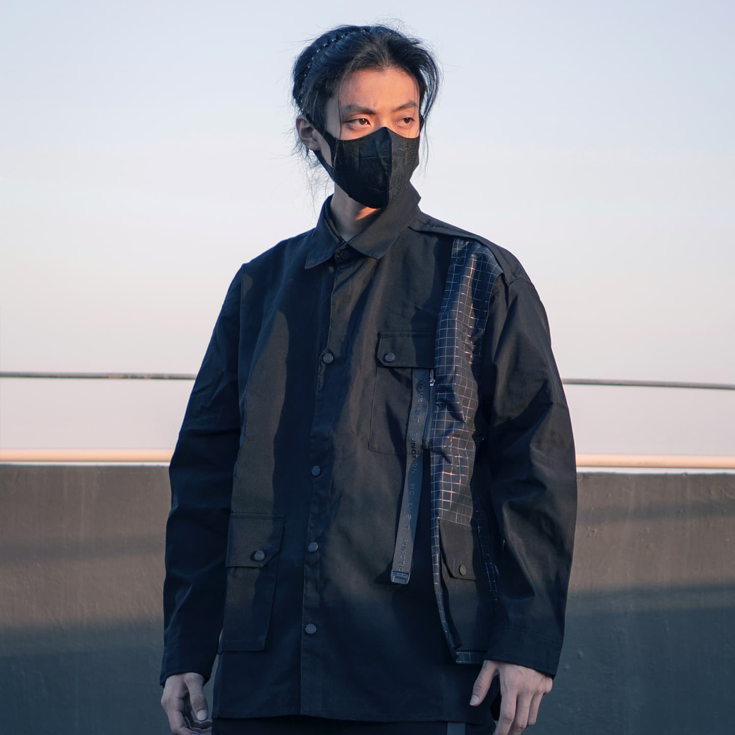 VIP Long Sleeve Checkered Shirt Black