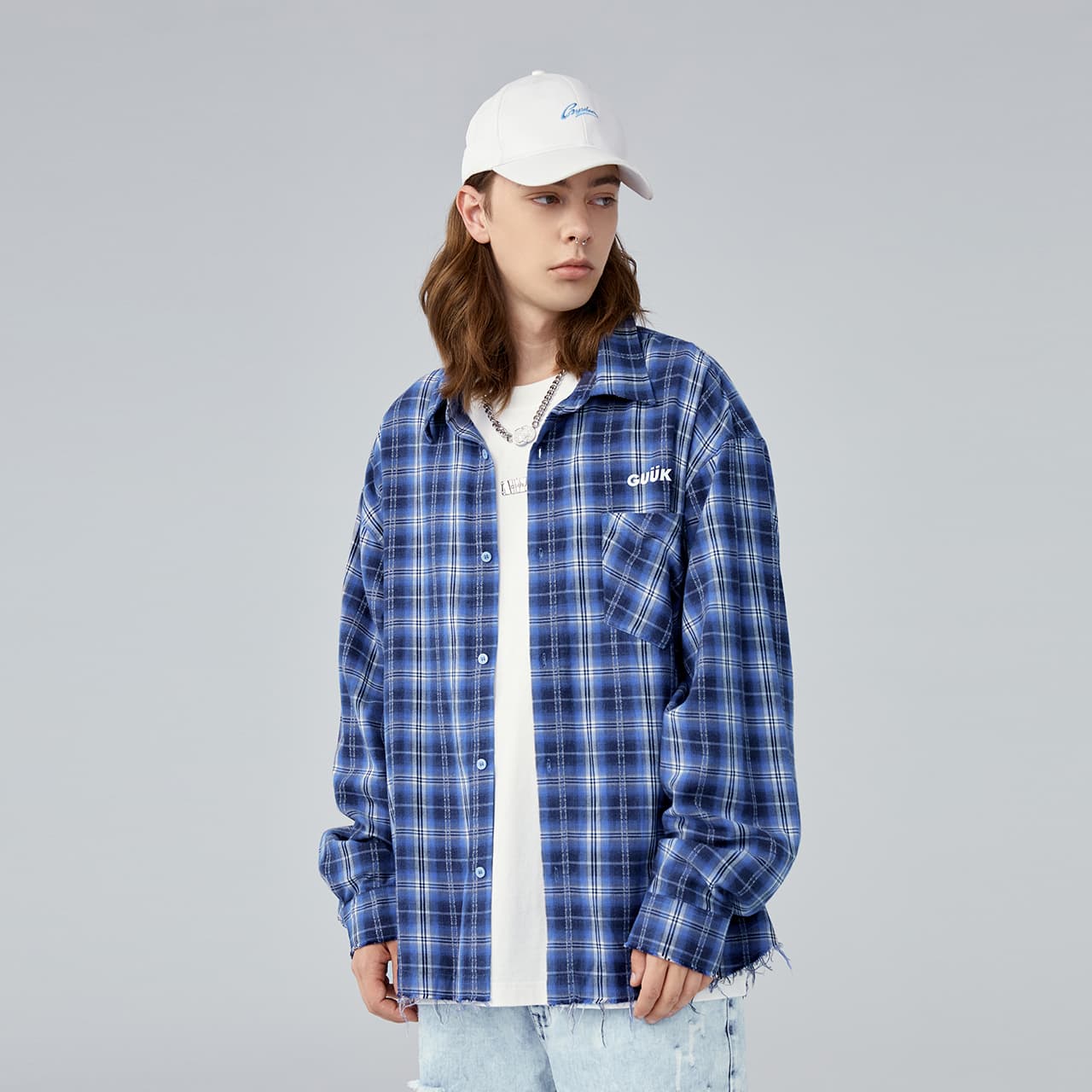 Guuka Plaid Shirt Blue