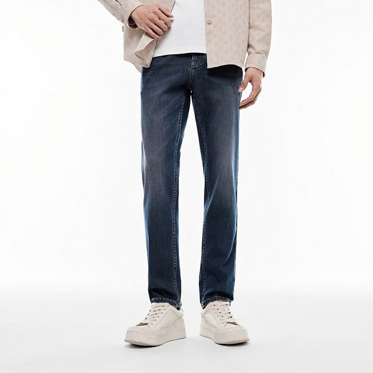 PEACEBIRD MEN Vintage Straight Wash Denim Jeans