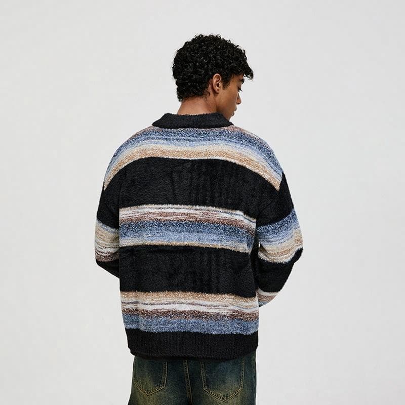 BONELESS Zip Cardigan Embroidered Loose Knit