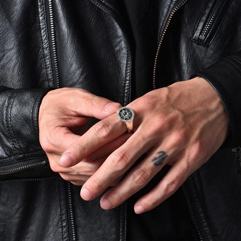 IDEAGEMER Silver Sun Star Ring