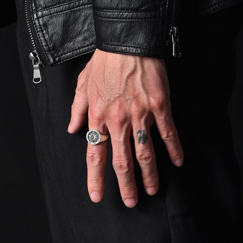 IDEAGEMER Silver Sun Star Ring