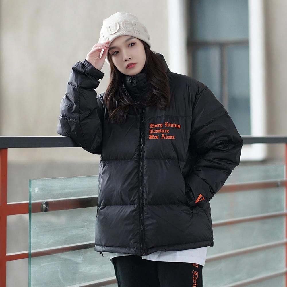 VLONE Classic Logo Puffer Jacket Black Orange