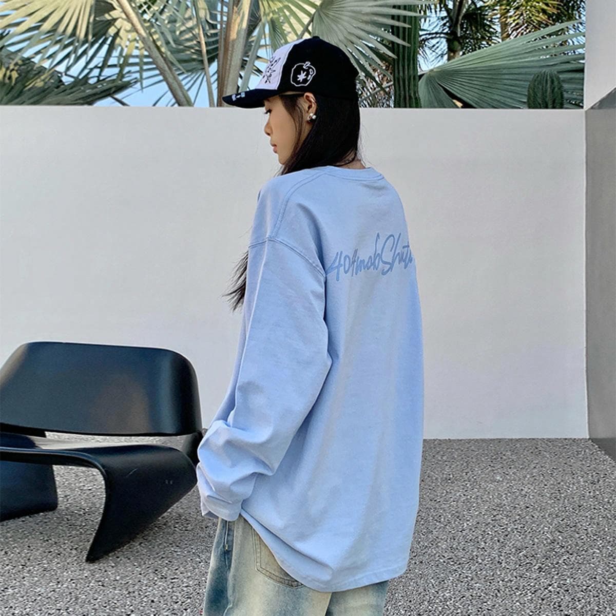 404MOB GANG Logo Print Long Sleeve Tee