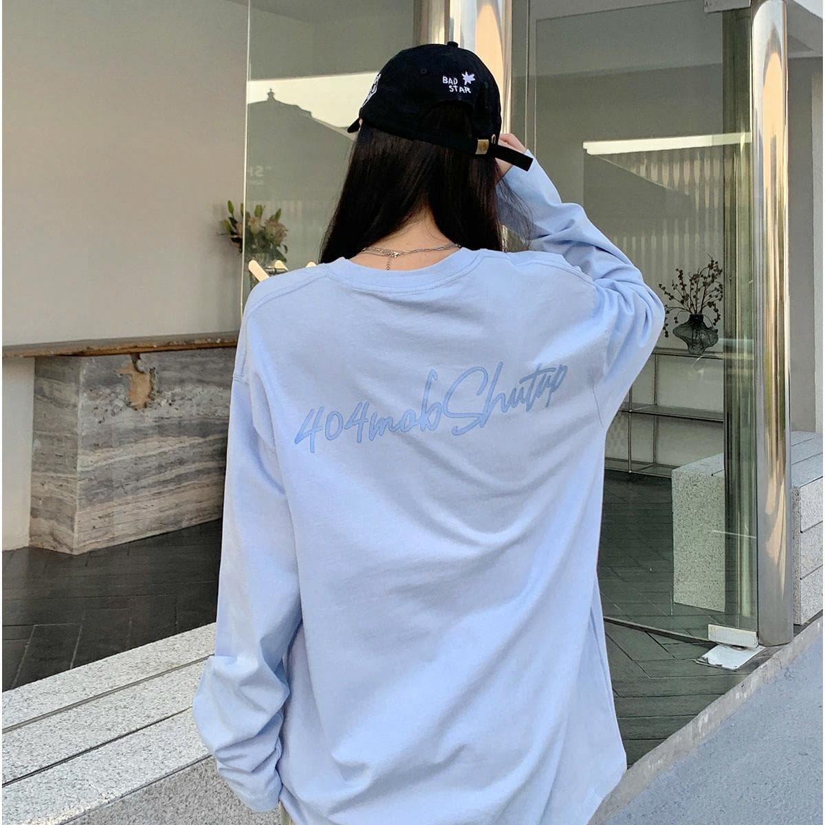 404MOB GANG Logo Print Long Sleeve Tee