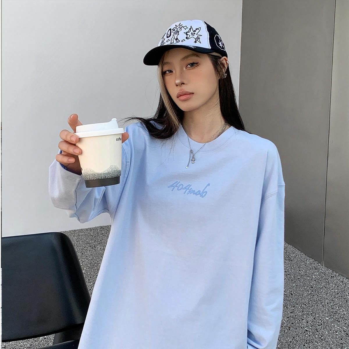 404MOB GANG Logo Print Long Sleeve Tee