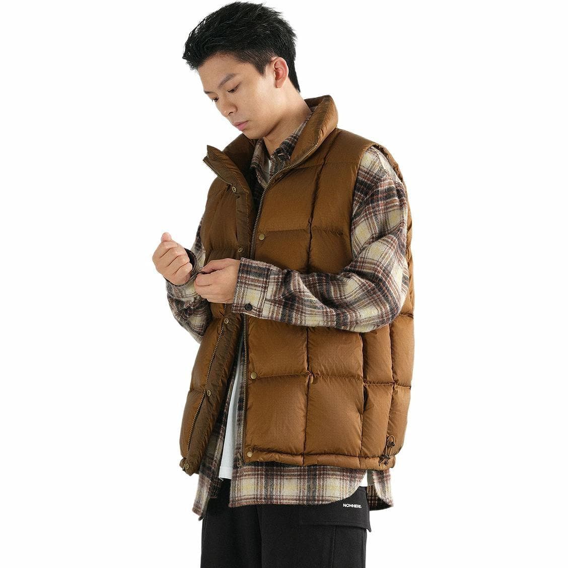 PEACEBIRD MEN Casual Vest Brown