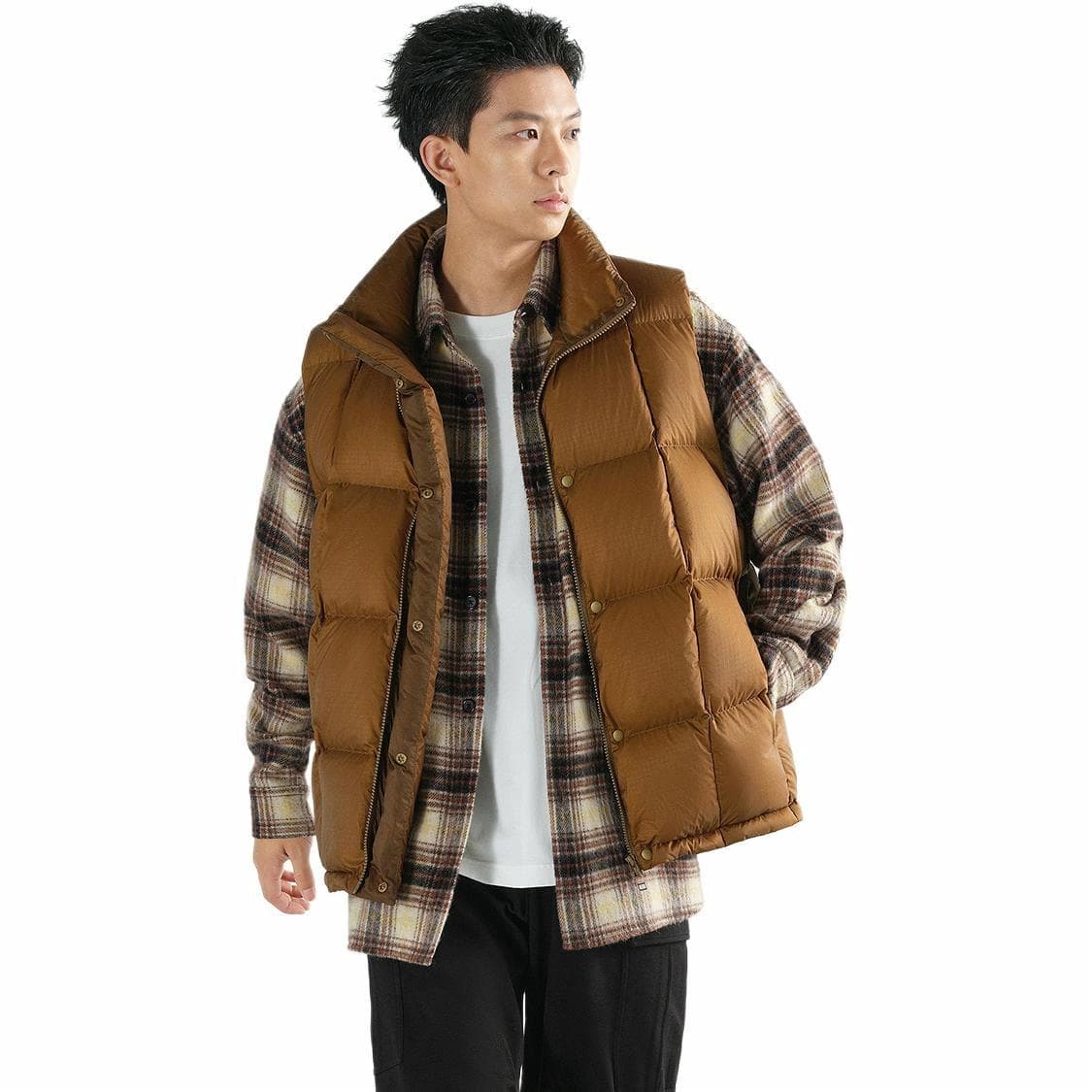 PEACEBIRD MEN Casual Vest Brown