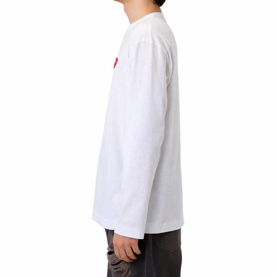 CDG Play SS24 White Long Sleeve Tee