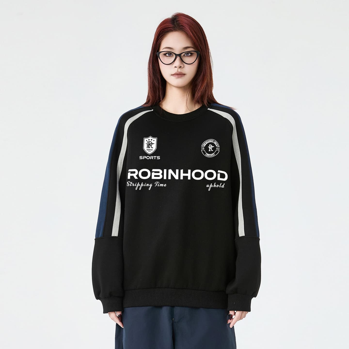 ROBINHOOD Retro Colorblock Logo Sweatshirt