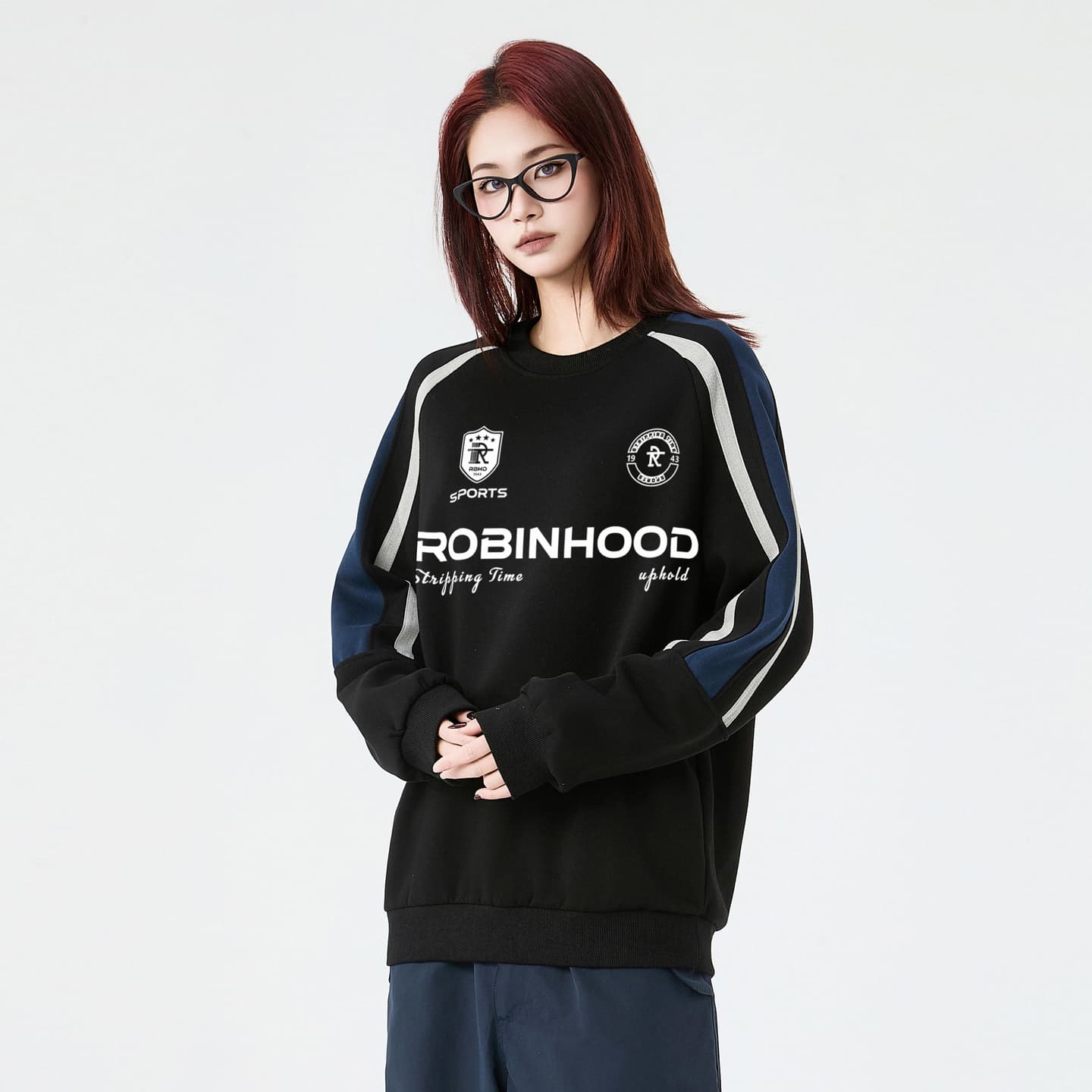 ROBINHOOD Retro Colorblock Logo Sweatshirt