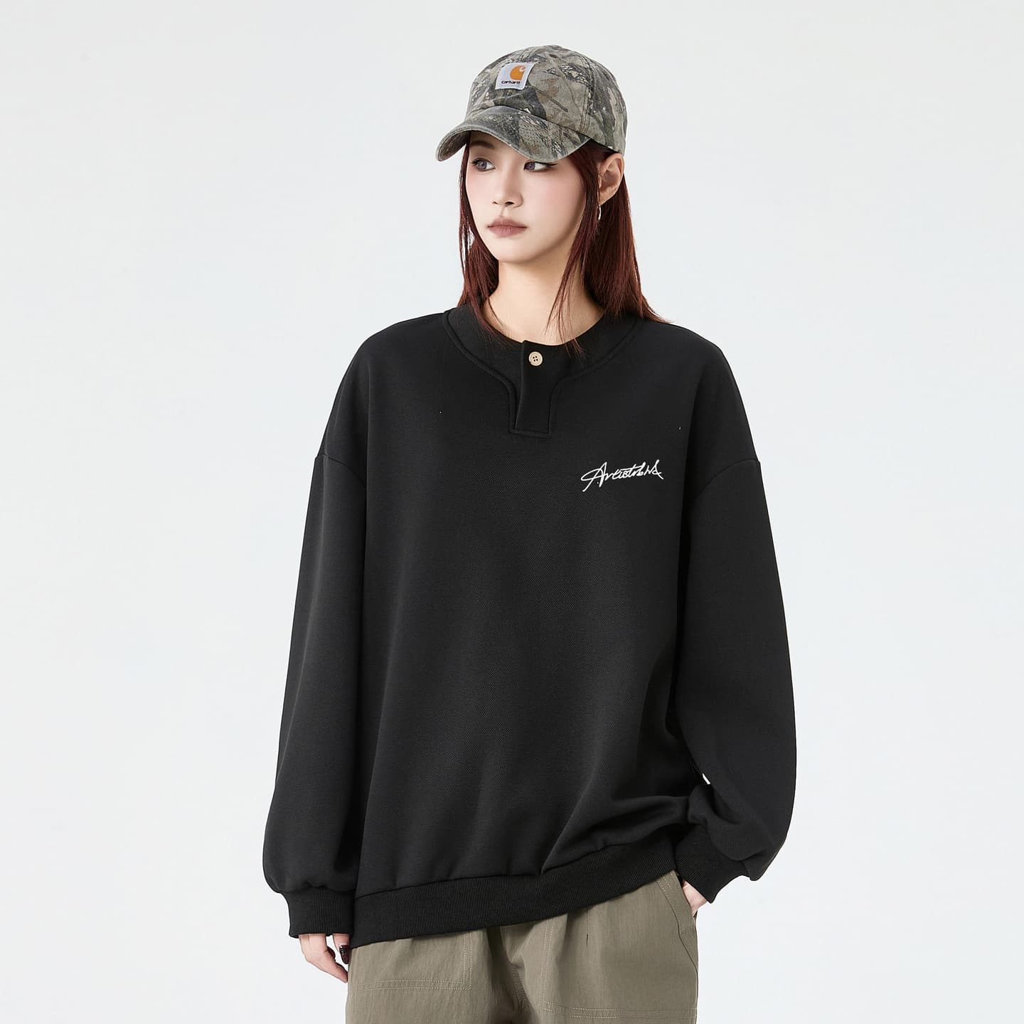 ROBINHOOD Vintage Patchwork Pullover Sweatshirt