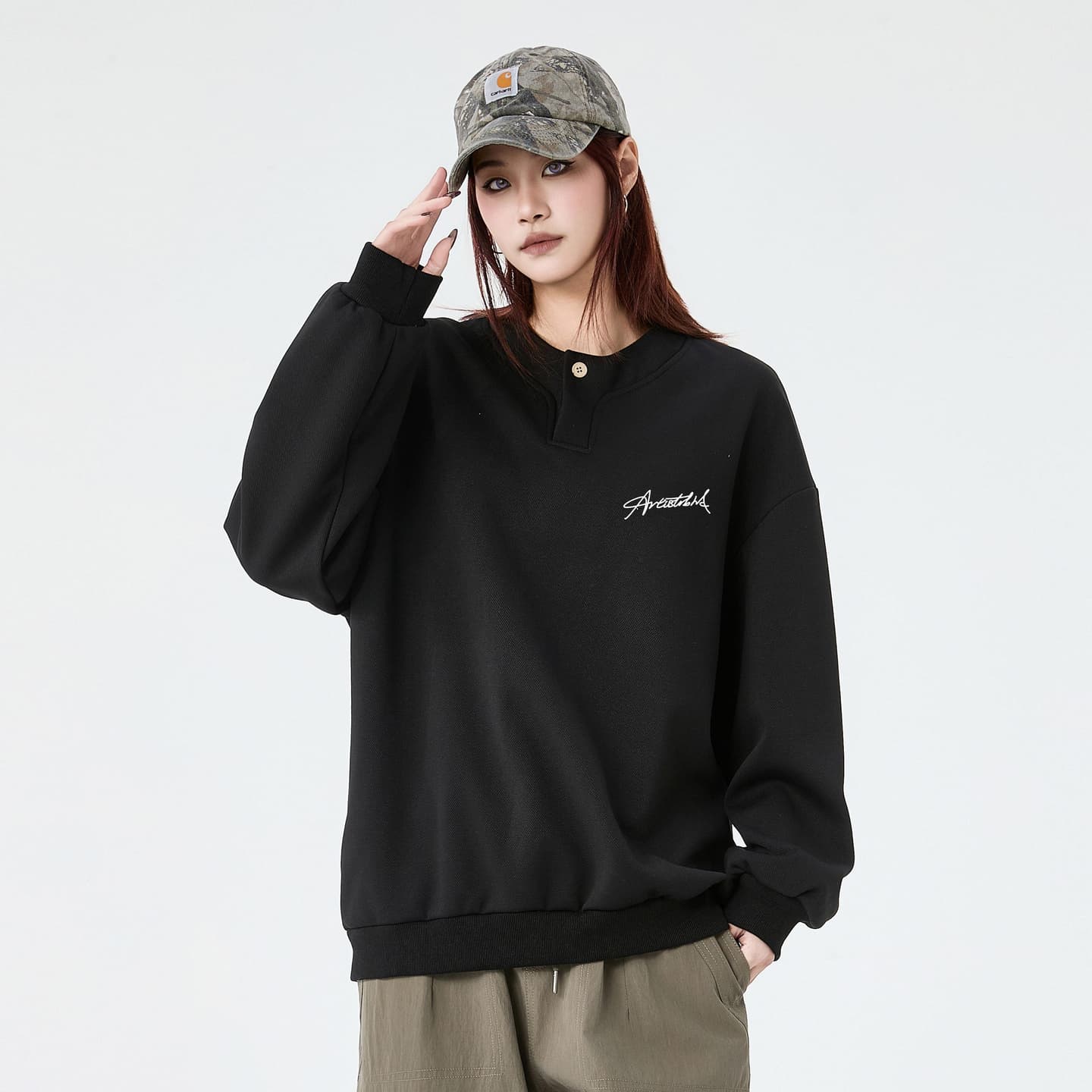 ROBINHOOD Vintage Patchwork Pullover Sweatshirt