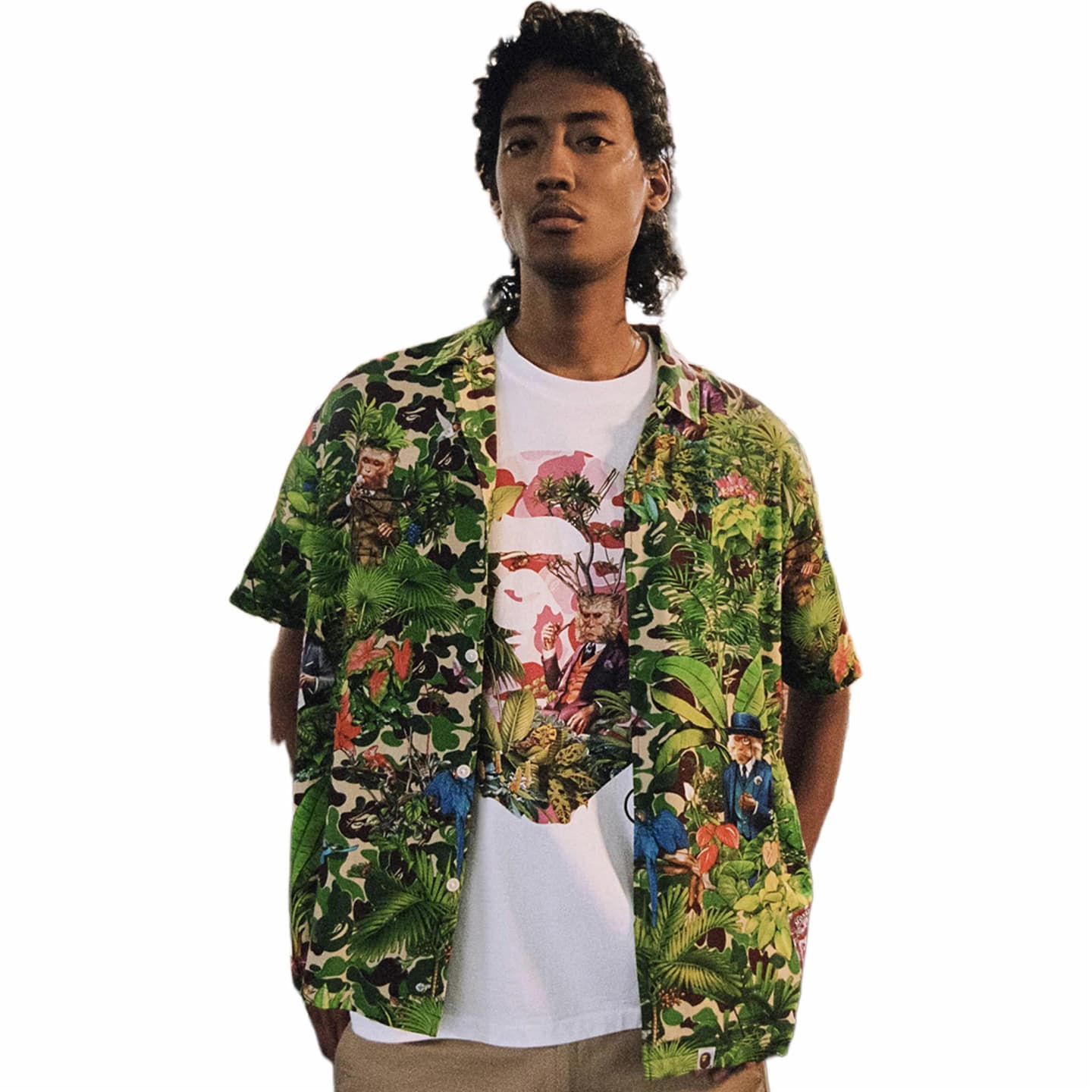 A BATHING APE x MONKEY 47 Head Tee GreenT