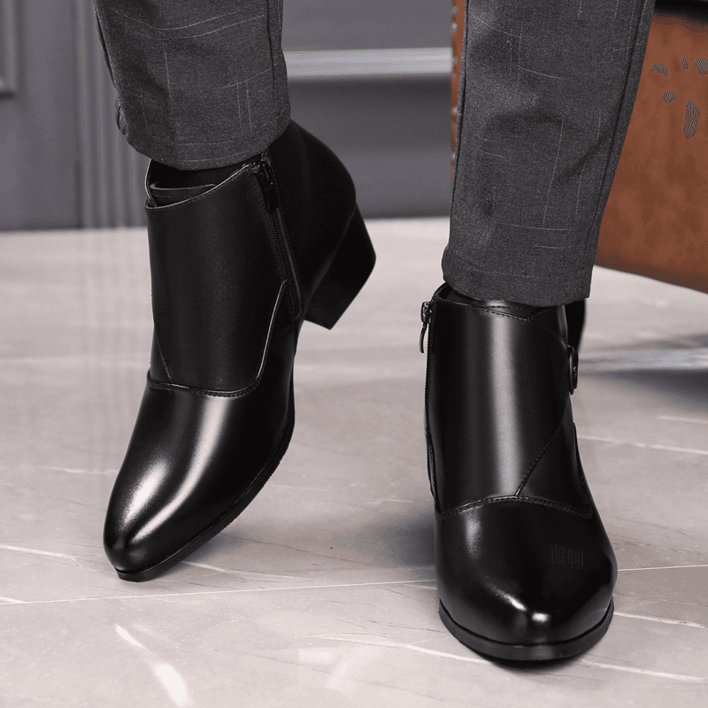 LUOMAIKE Leather Casual Ankle Boots Black