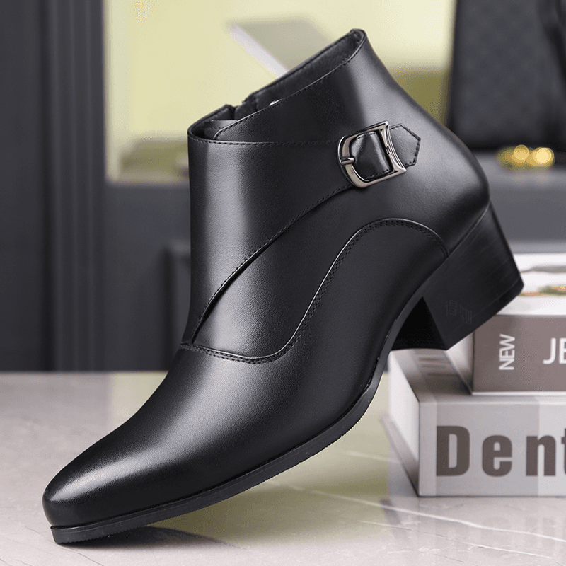 LUOMAIKE Leather Casual Ankle Boots Black