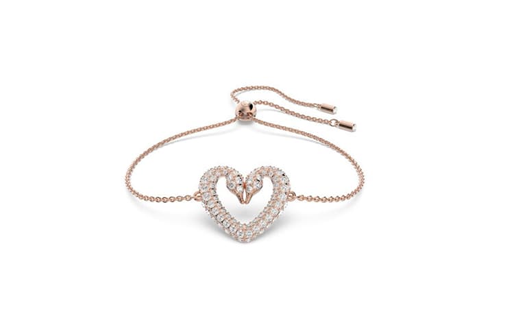 Swarovski Swan Heart Bracelet Rose Gold