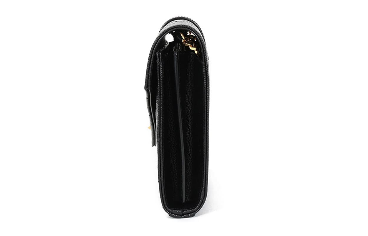 Saint Laurent YSL Monogram Quilted Leather Wallet Crossbody Bag Black