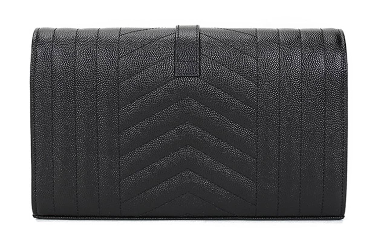 Saint Laurent YSL Monogram Quilted Leather Wallet Crossbody Bag Black